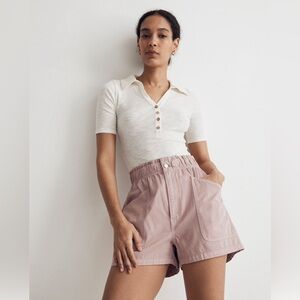 Madewell Paperbag Pull-On Twill Utility Shorts Lilac Sz 23 NWT
